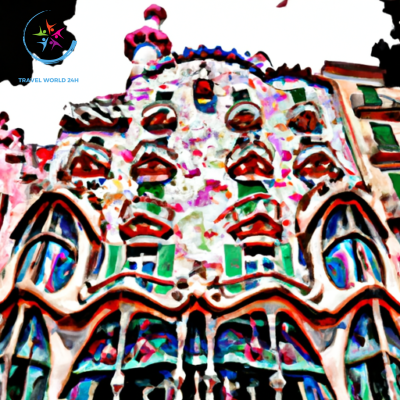 An image showcasing the vibrant mosaic-covered façade of Gaudí's Casa Batlló, where undulating shapes and vivid colors intermingle, embodying the fusion of art and architecture on Barcelona's captivating tours