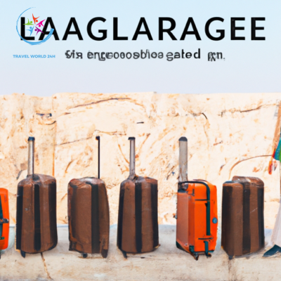 An image featuring a globe-trotter standing beside a row of suitcases, each representing a different type of luggage