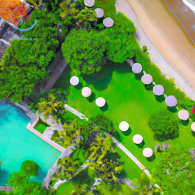 An image showcasing the opulent beachfront resorts in Bali