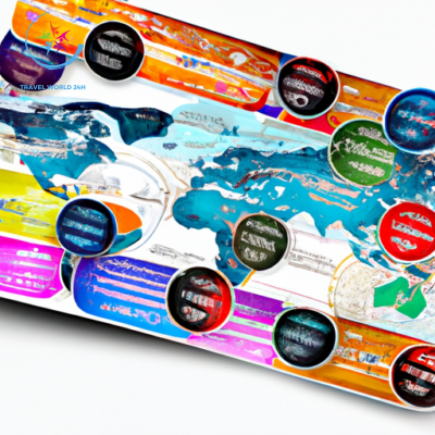 An image showcasing a diverse collection of boarding passes from various airlines, adorned with colorful loyalty program logos, surrounded by a world map filled with dotted lines representing the vast potential for travel rewards